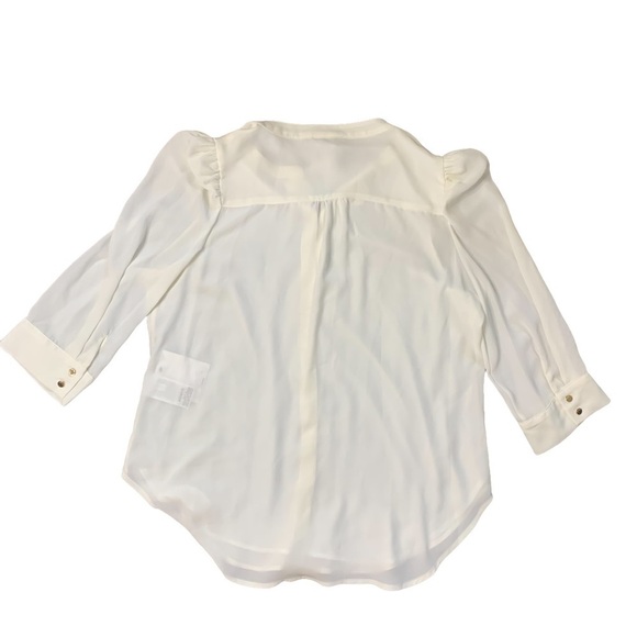 DKNY A Beautiful Storm Cream 3/4 Sleeve Career Work Wear Blouse Large - Picture 2 of 11